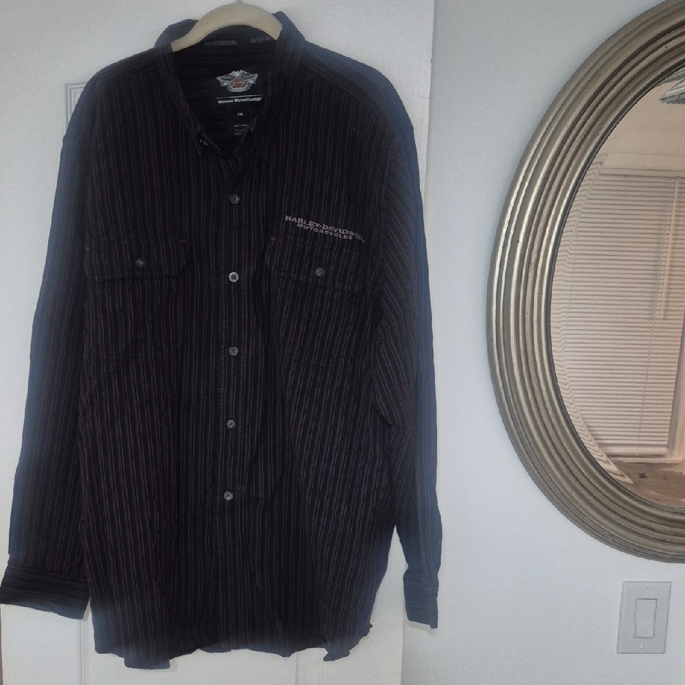 Harley-Davidson Dark Striped Shirt Sz. XXL